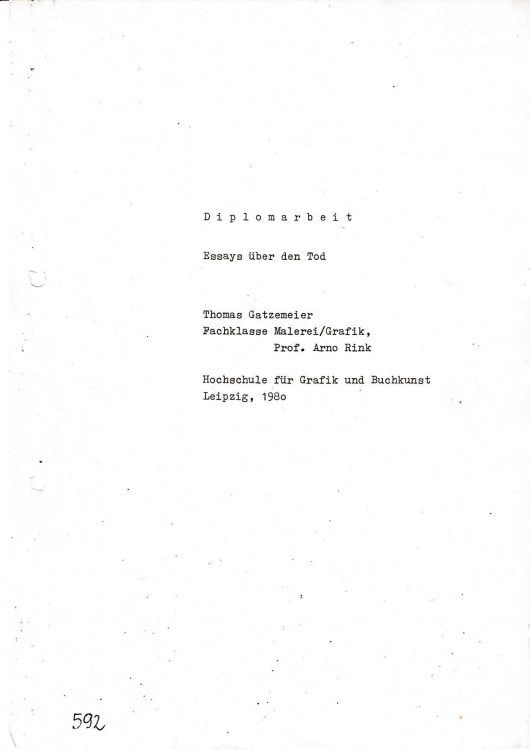 Diplomarbeit "Essays über den Tod" 1980