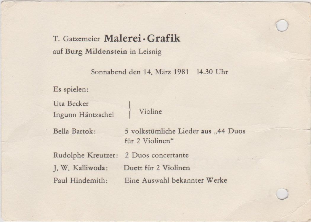 Einladung Ausstellung Burg Mildenstein Leisnig 1981 Einladung Ausstellung Burg Mildenstein Leisnig 1981