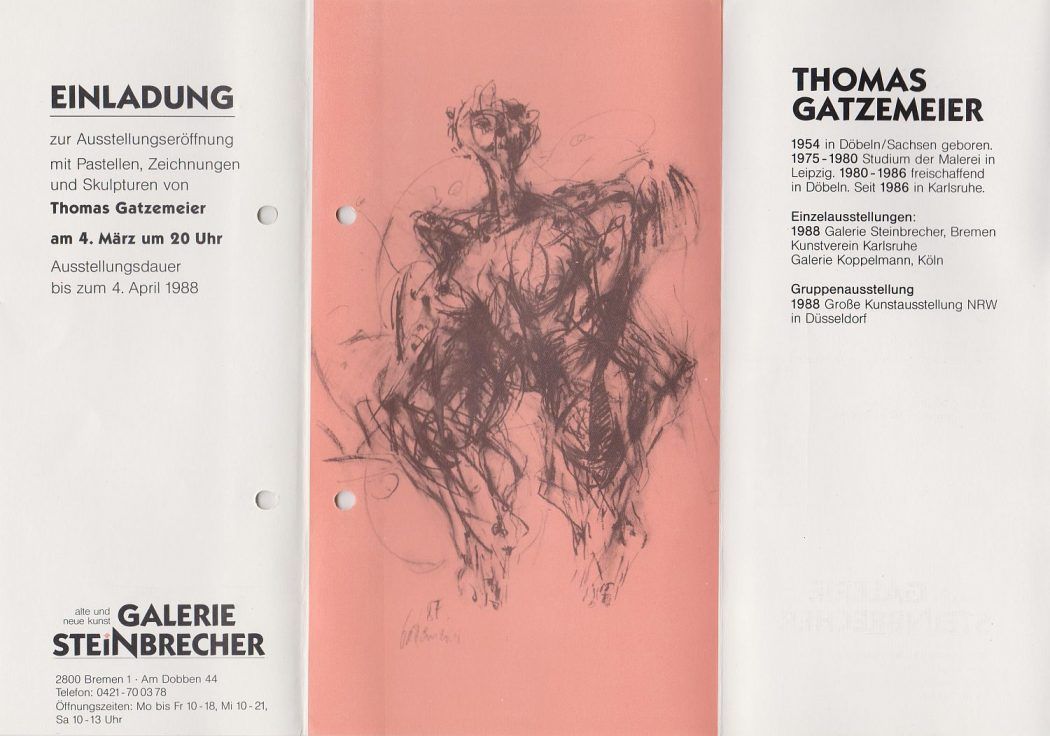 Thomas Gatzemeier Galerie Steinbrecher Bremen 1988 Thomas Gatzemeier Galerie Steinbrecher Bremen 1988