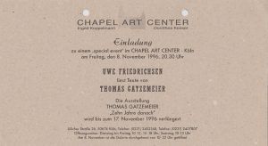 Lesung Uwe Friedrichsen Texte von Thomas Gatzemeier 1996