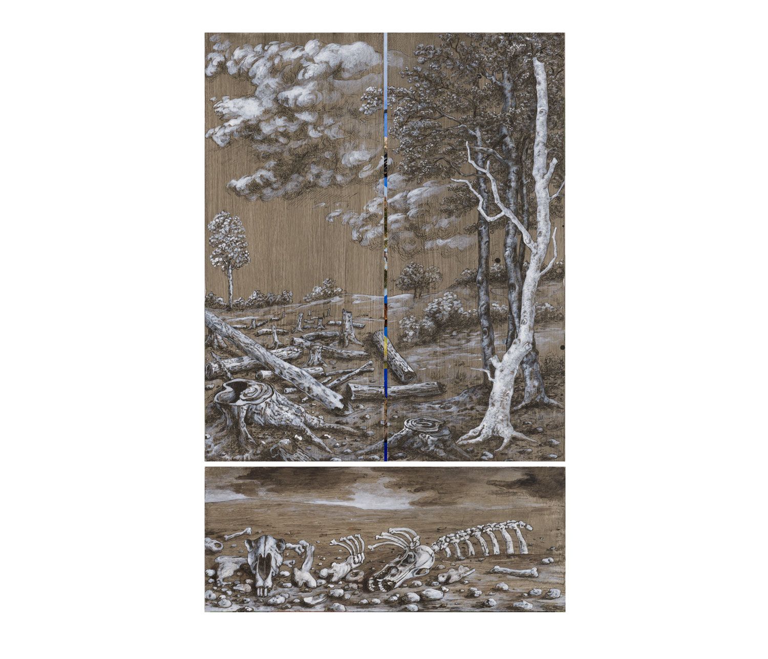 Thomas Gatzemeier | Entwurf Flügelaltar | Grisaille | Acryl auf MDF | 81 x 50 cm