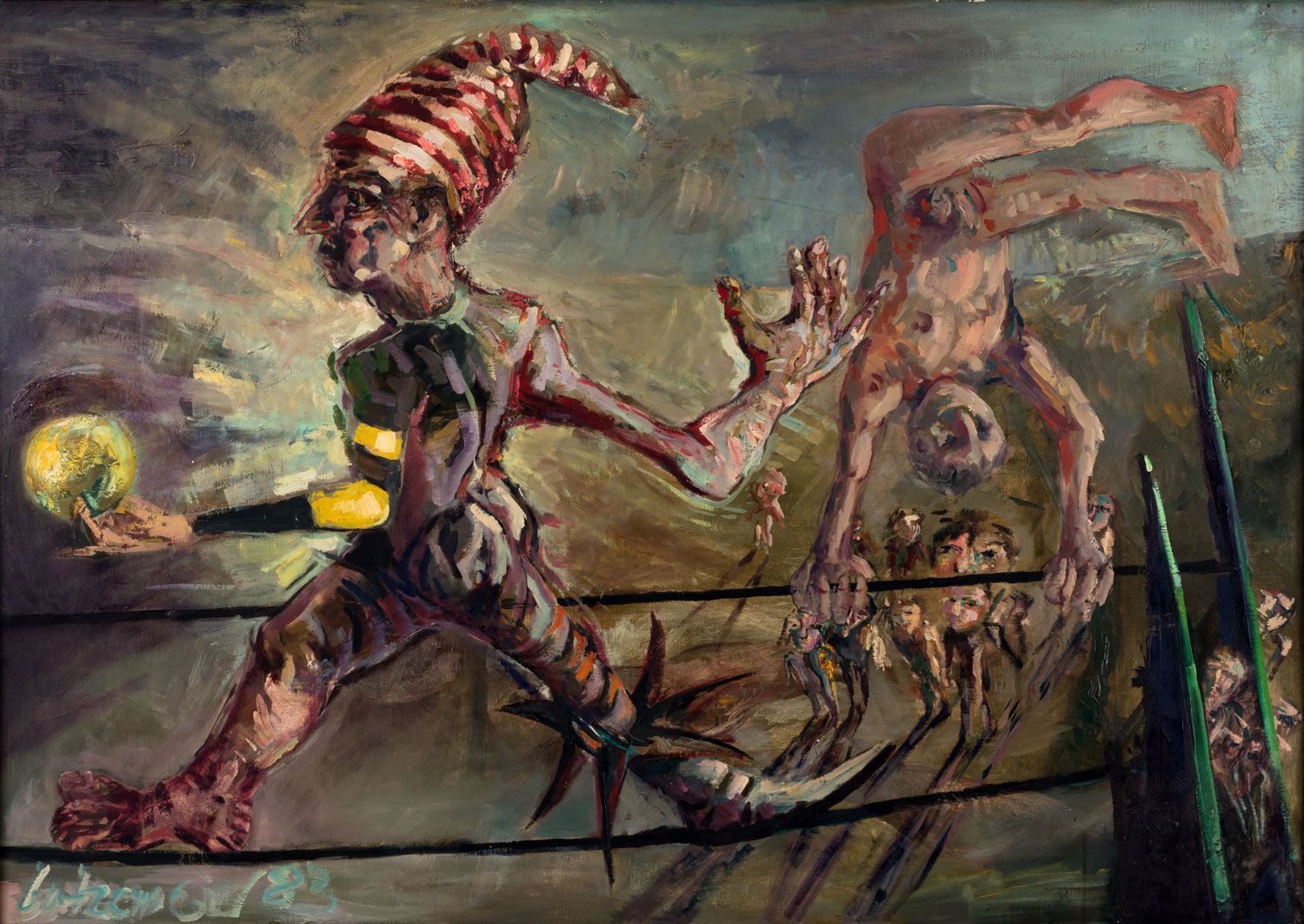 Thomas Gatzemeier Seiltänzer 1983 Öl auf Sperrholz 90 x 130 cm