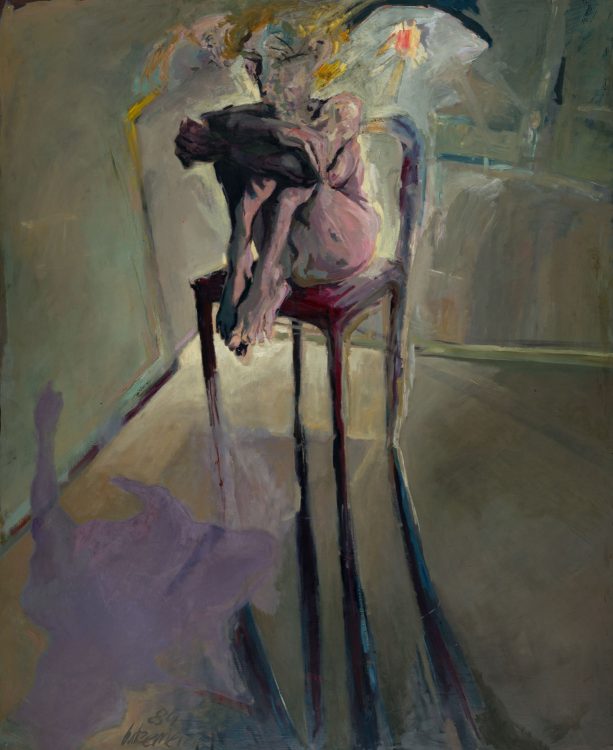 Thomas Gatzemeier Akt auf Stuhl 1984 Öl auf Leinwand 170 x 140 cm