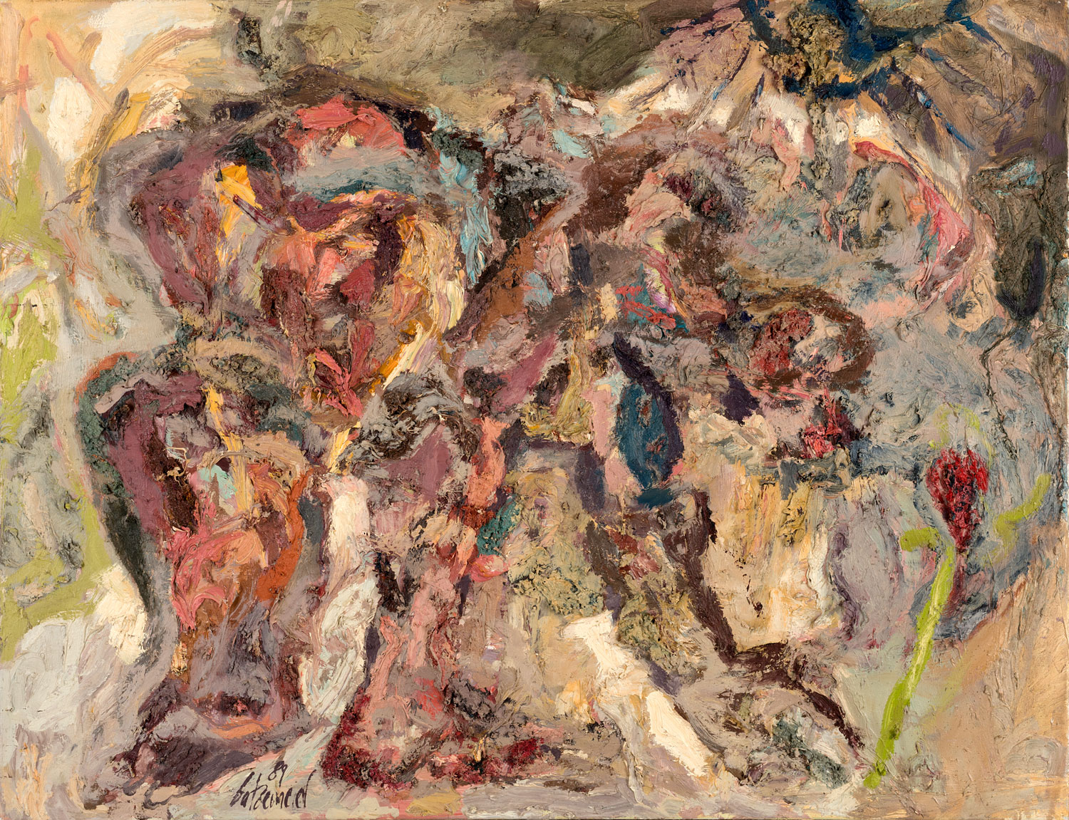 Thomas Gatzemeier Blumenpflückerin 1989 Öl auf Leinwand 100 x 130 cm