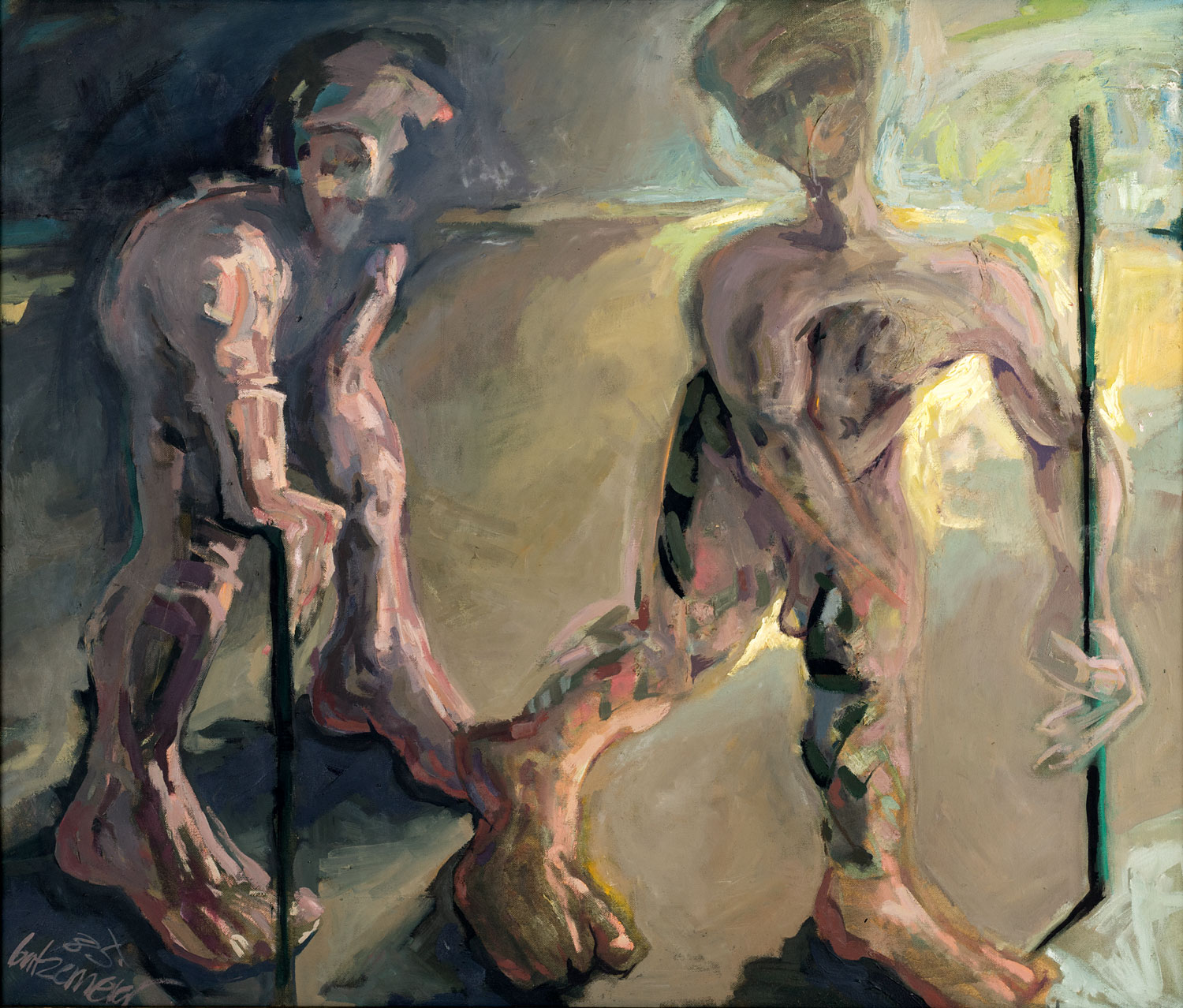Thomas Gatzemeier Die Blinden 1985 Öl auf Leinwand 110 x 130 cm