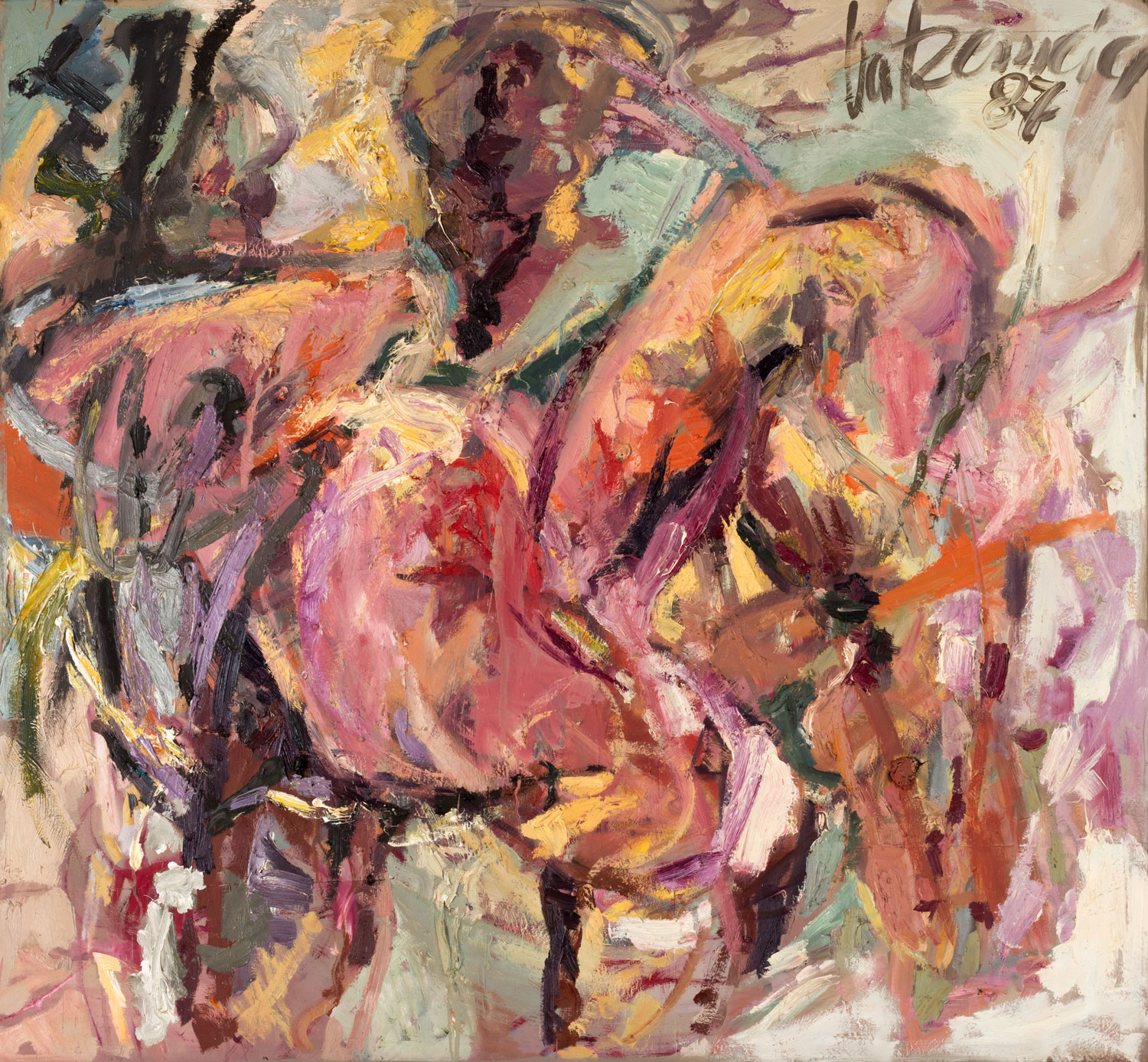 Thomas Gatzemeier Frau 1987 Öl auf Leinwand 120 x 130 cm