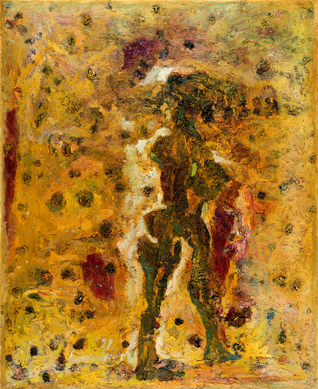 Thomas Gatzemeier Frau im gelben Regen 1991 Öl auf Leinwand 155 x 125 cm