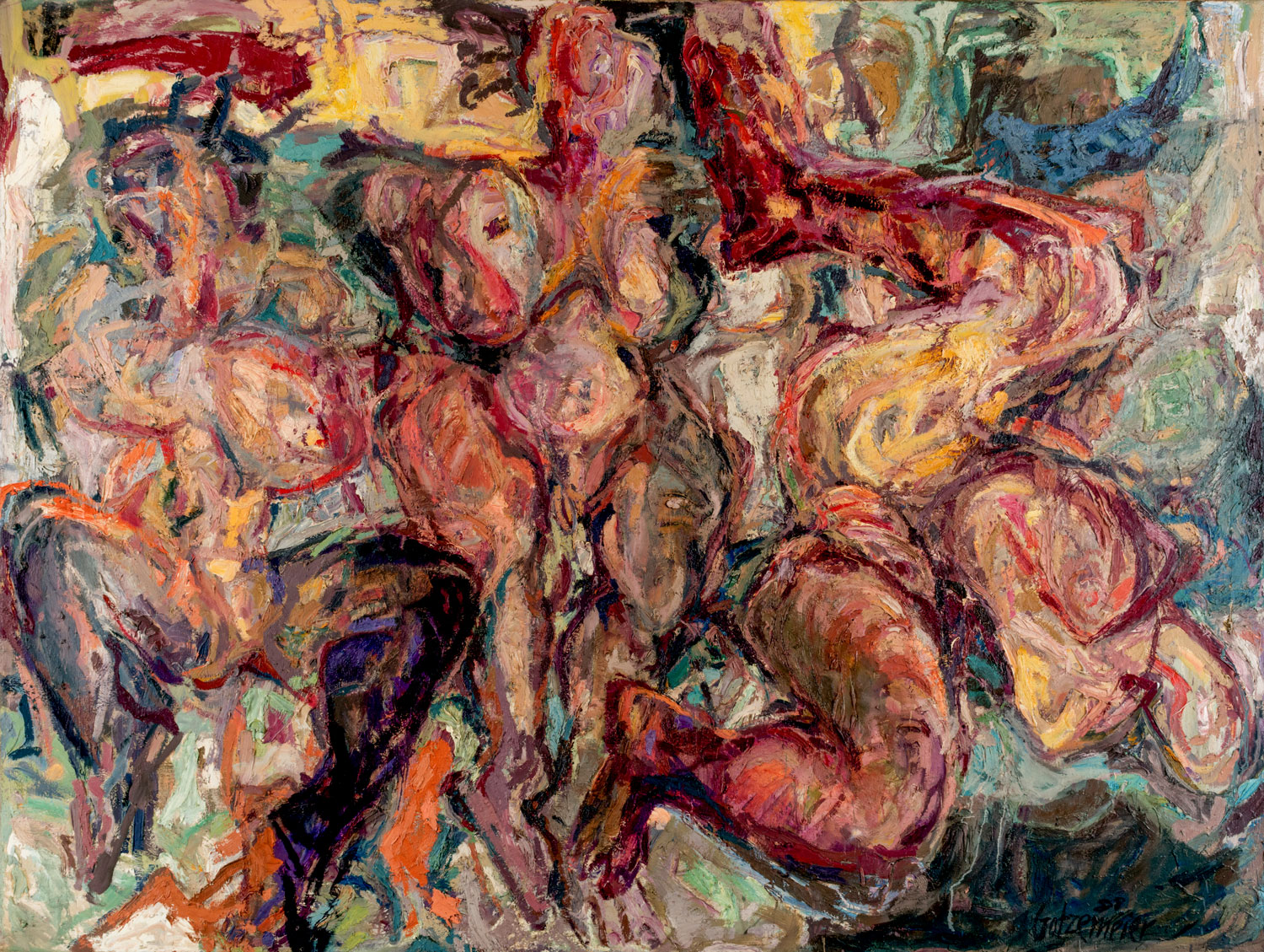 Thomas Gatzemeier Große Figurengruppe 1988 Öl auf Leinwand 210 x 280 cm