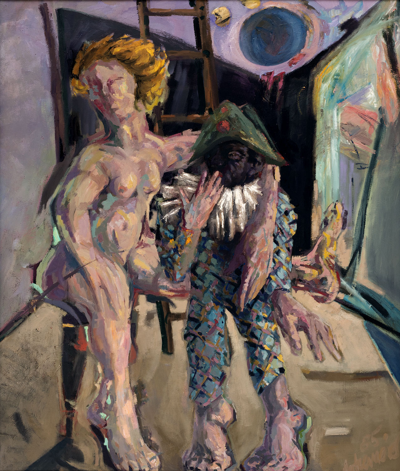 Thomas Gatzemeier Harlekin und Columbine 1985 Öl auf Leinwand 130 x 110 cm