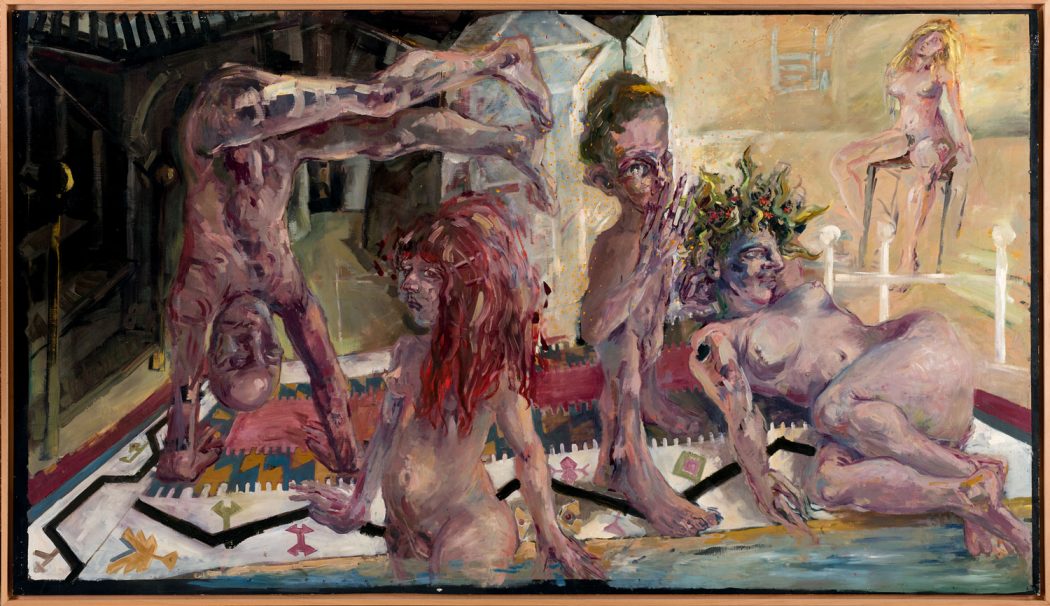 Das Gemälde von Thomas Gatzemeier Kellerbad zeigt nackte Menschen beim Bad in einem Keller es entstand in der DDR.