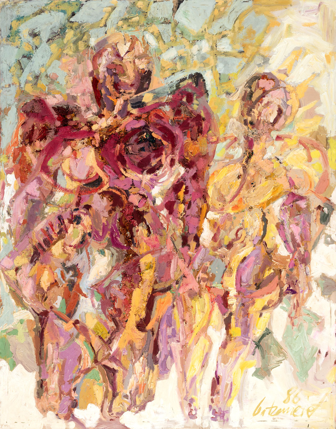 Thomas Gatzemeier Kleine und große Frau 1986 Öl auf Leinwand 140 x 110 cm
