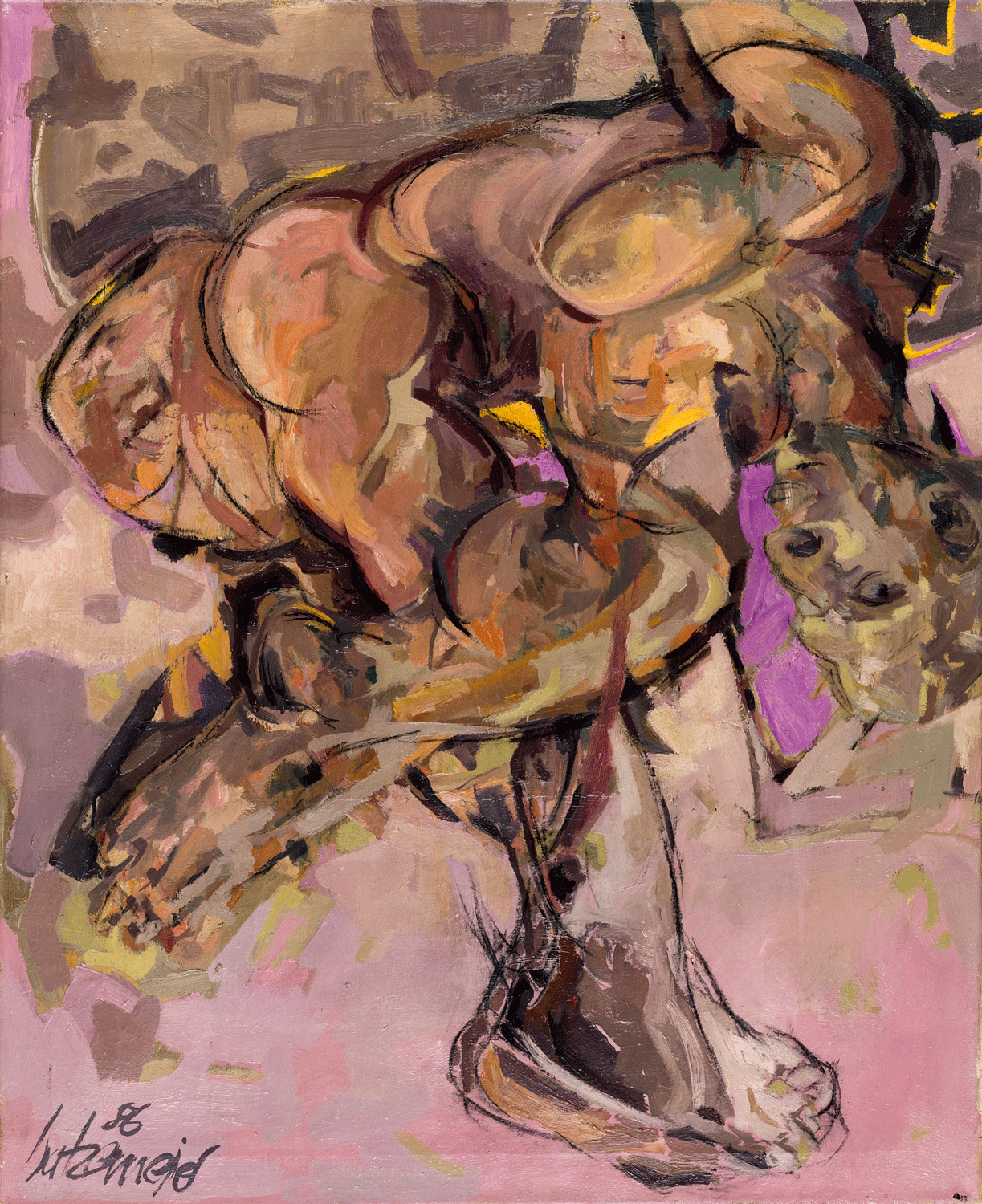 Thomas Gatzemeier O.T. (Akt verschrenkt) 1986 Öl auf Leinwand 100 x 80 cm