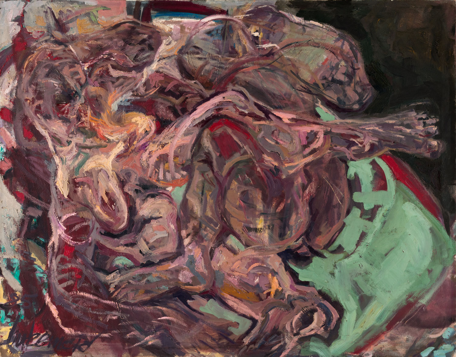 Thomas Gatzemeier | Paar auf Bett | 1985 | Öl auf Leinwand | 110 x 140 cm