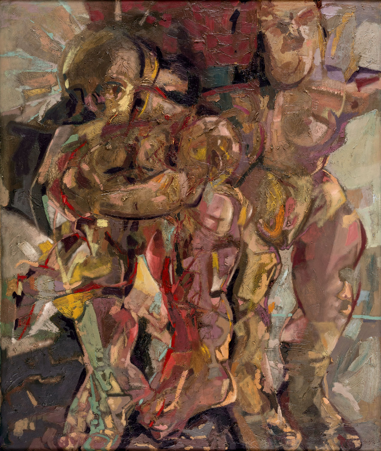 Thomas Gatzemeier Paar mit Kind 1987 Öl auf Leinwand 125 x 110 cm