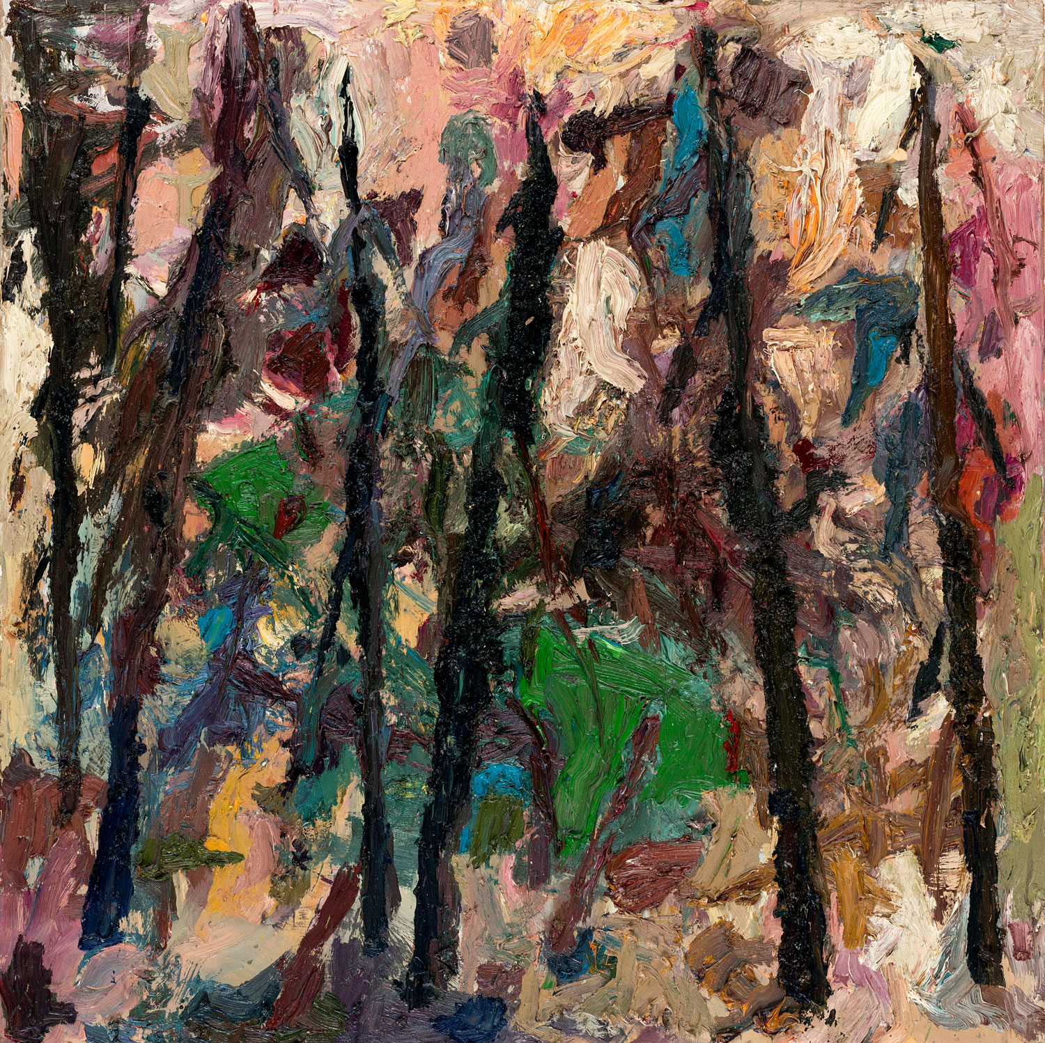 Thomas Gatzemeier Quadrat 3 (Wald) 1991 Öl auf Spanplatte 70 x 70 cm