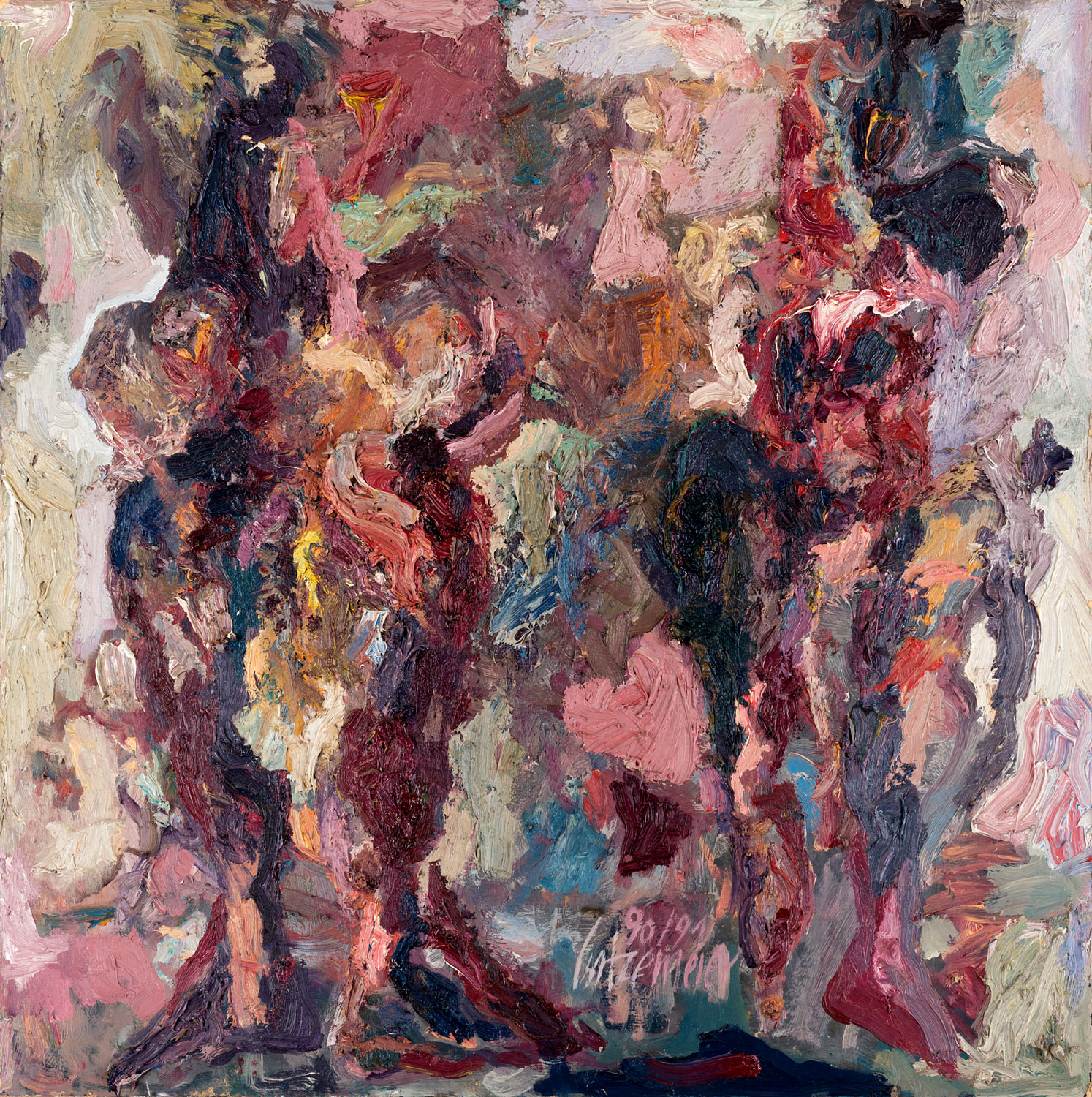 Thomas Gatzemeier Quadrat 6 (zwei Frauen) 1991 Öl auf Spanplatte 70 x 70 cm