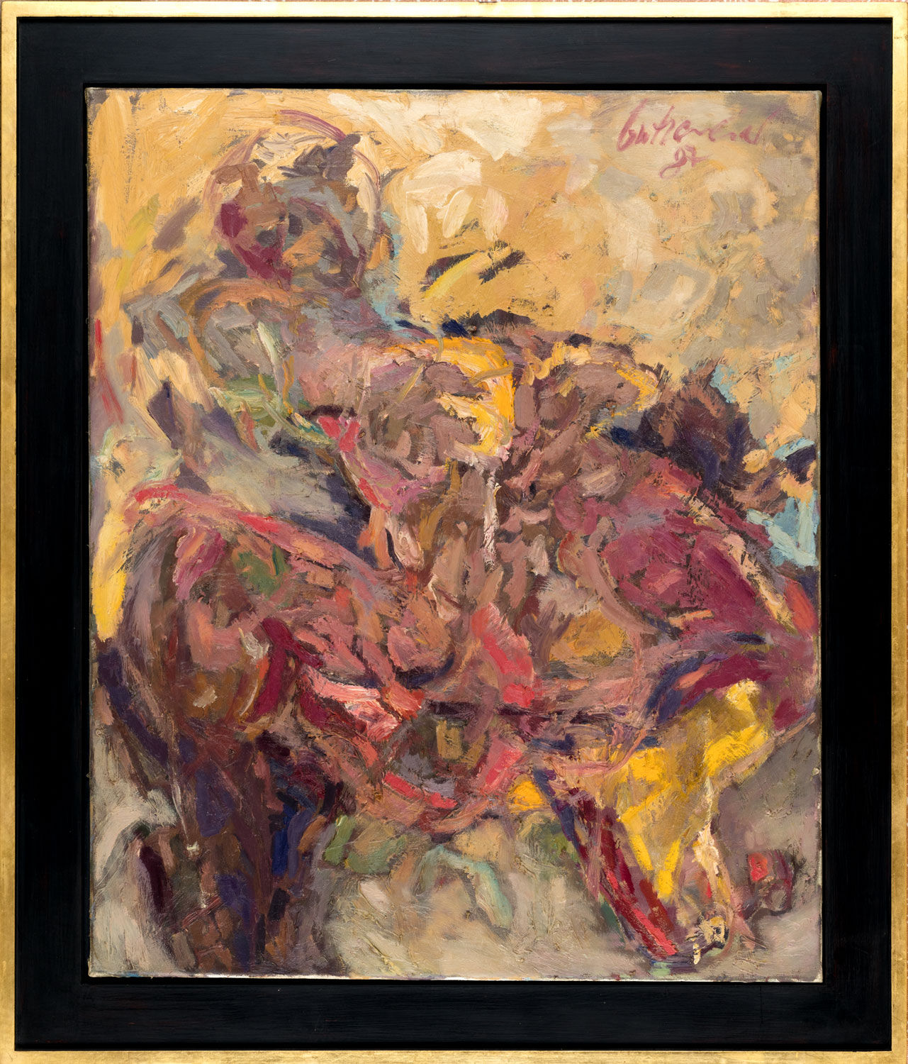 Thomas Gatzemeier Sich räkelnde Frau 1987 Öl auf Leinwand 130 x 110 cm