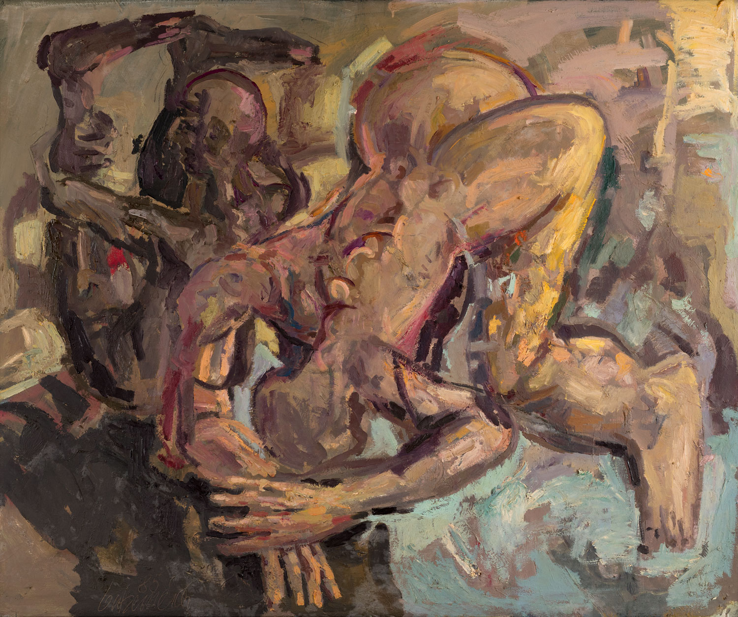 Thomas Gatzemeier | Verbeugung | 1985 | Öl auf Leinwand | 110 x 130 cm