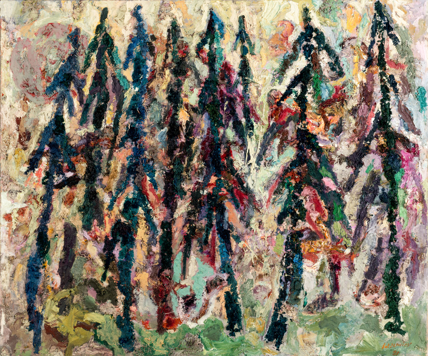 Thomas Gatzemeier Waldstück 1990 Öl auf Leinwand 130 x155 cm