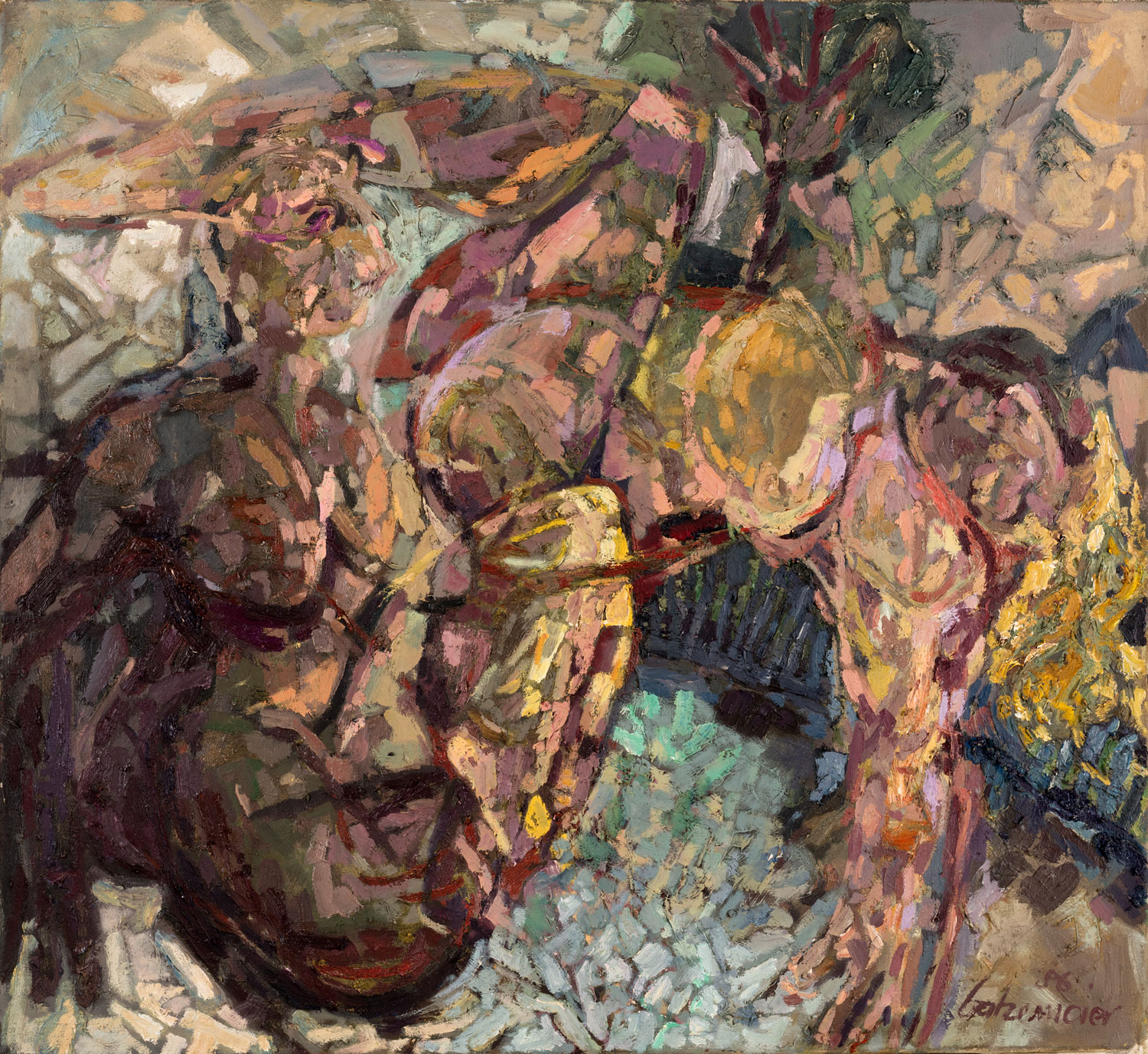 Thomas Gatzemeier Zwei Damen im Zimmer 1986 Öl auf Leinwand 120 x 130 cm