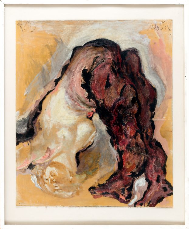 p.u.d. und Thomas Gatzemeier | Studie zu In Spirit of Rubens Stürzende | 1989 | Mischtechnik auf Pappe | 90 x 75 cm